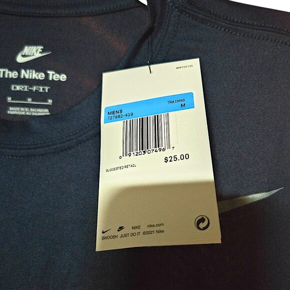 Nike Dri-FIT Men’s Navy Blue Athletic Training Performance Workout Tee Shirt - Picture 6 of 8